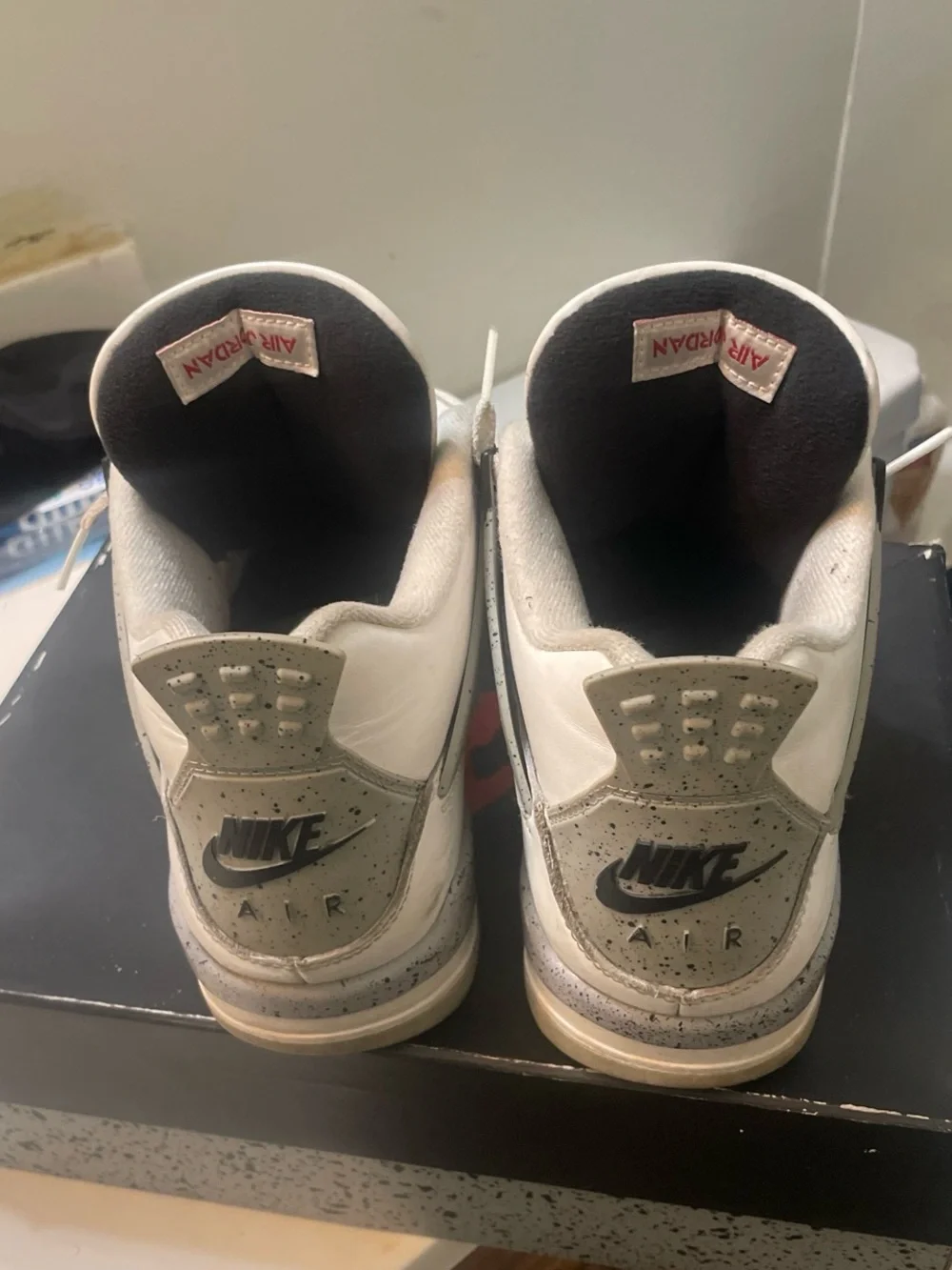 Jordan White and Black Retro Basketball Sneakers with Red Jumpman